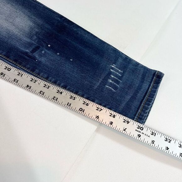 Dsquared2 Jeans Mens 46 Blue Wash Distressed Straight Relaxed Paint Splatter - Picture 8 of 12